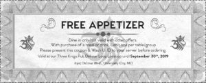 Wash U Free Appetizer - Three Kings Pub